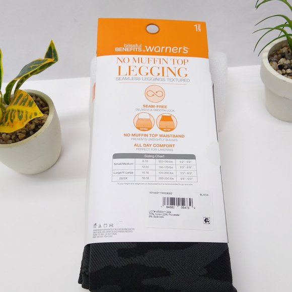 Warner's Blissful Benefits No Muffin Top Textured Leggings L/XL SMOOTH SHAPE Blk - Picture 5 of 9